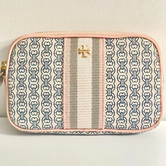 Tory Burch Gemini Link Wristlet Coastal Pink Gold Hardware H:4.2", L 7.2" - Picture 14 of 16
